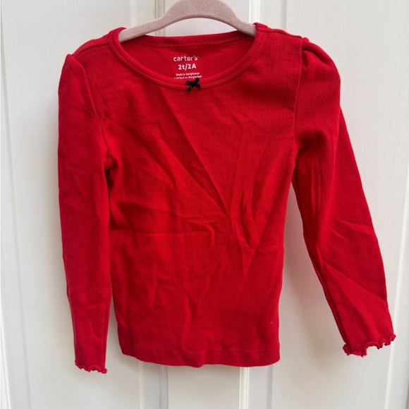 NWOT Carter's 2T Girls Red Long Sleeve Tee Blouse for Casual Comfort - Picture 1 of 5